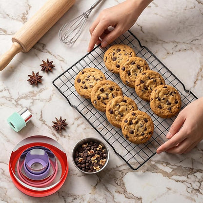 4 Pcs Round Cookie Cutter Set, Stainless Steel Circle Biscuit Cutters, 4 Sizes Pastry Dough Cutters for Baking, Cookie Shaper for Donut English Muffin Sandwich