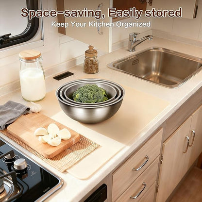 Gronivex Stainless Steel Mixing Bowls Set of 3 (1.5, 2.2, 3.4 Qt) - Food Grade 304, Nesting Design, Dishwasher Safe for Baking, Salad Prep & Cooking - Image 7