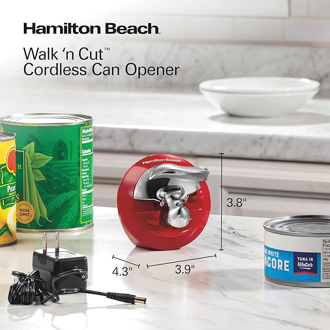 Hamilton Beach Walk 'n Cut Electric Can Opener for Kitchen, Use On Any Size, Automatic and Hand-Free, Cordless & Rechargeable, Easy Clean Removable Blade, Red (76506) - Image 9