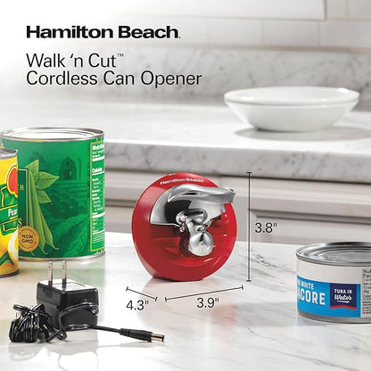 Hamilton Beach Walk 'n Cut Electric Can Opener for Kitchen, Use On Any Size, Automatic and Hand-Free, Cordless & Rechargeable, Easy Clean Removable Blade, Red (76506) - Image 9