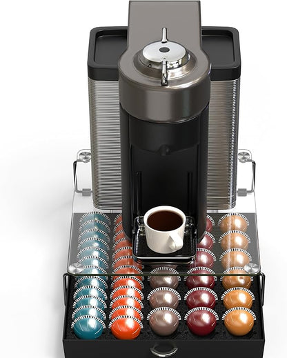 Deco Brothers Crystal Tempered Glass Vertuo Pod Holder Drawer, 30 Large or 60 Small Nespresso Capsule Organizer, Black - Image 7