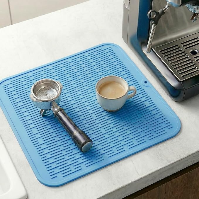 MicoYang Silicone Dish Drying Mat for Multiple Usage,Easy clean,Eco-friendly,Heat-resistant Silicone Mat for Kitchen Counter or Sink,Refrigerator or Drawer Liner Light Blue XL 18 inches x 16 inches - Image 8