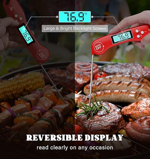 DOQAUS Digital Meat Thermometer, Instant Read Food Thermometer for Cooking with Backlit & Auto-Rotating Display, 4.6” Probe for Grilling, Baking, and Perfect BBQ - Image 5