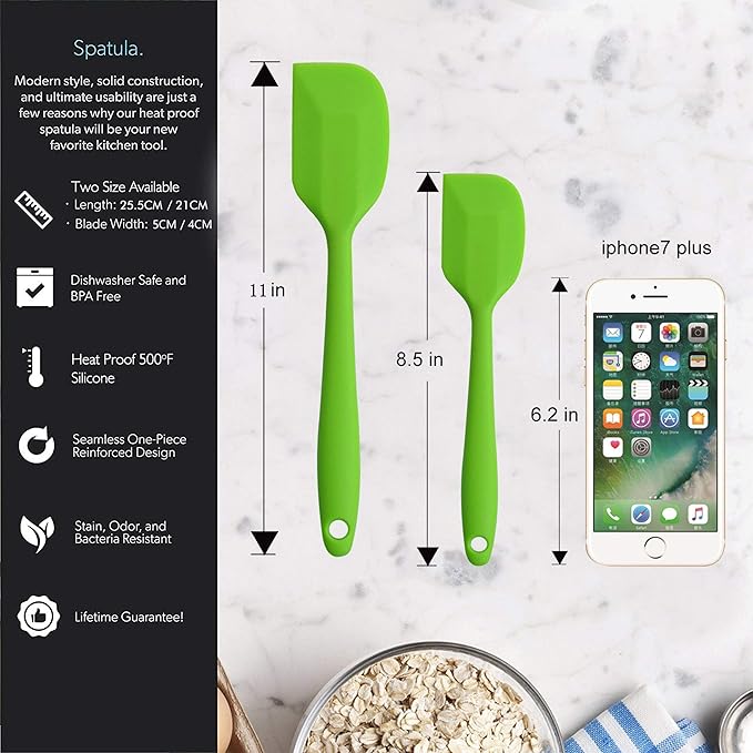 Silicone Spatulas, 11 inch Rubber Spatula Heat Resistant Seamless One Piece Design Non-Stick Flexible Scrapers Baking Mixing Tool (4 Piece) - Image 6
