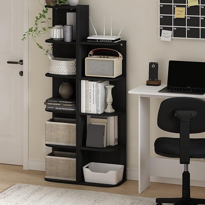 Furinno Pasir 4-Tier Corner Open Shelf Bookcase, Blackwood - Image 2