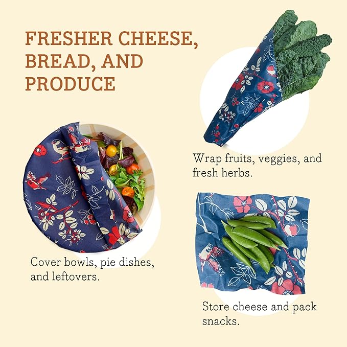 Bee's Wrap Beeswax Wraps for Food - Cut to Size 14x52" Beeswax Wrap Roll - Plastic Free Made in USA Reusable Natural Food Wrap - Botanical - Image 4