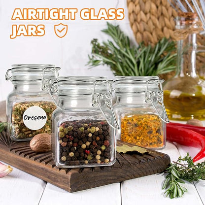 SKOCHE Spice Jars 20 Pack Small 4 oz Glass Jars with Airtight Hinged Lids, Spice Herb Jars with Labels and Silicone Funnels, 4oz Glass Jars with Lids Ideal for Spice Herbs - Image 7