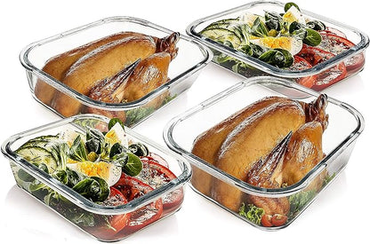 [80 oz & 36 oz]Extra Large Glass Food Storage/Baking Containers Set with Lids, 2 Pack 80 oz(10 cup)&2 Pack 36 oz (4.5 cup)Airtight Glass Container,Microwave,Oven,Freezer and Dishwasher, Green - Image 5