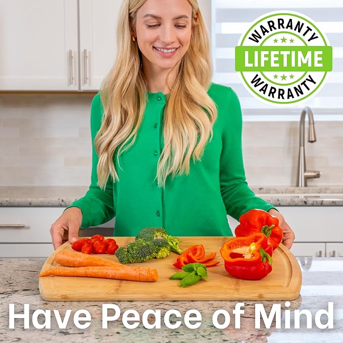 Greener Chef 20 Inch Bamboo Cutting Board Featuring Super-Sized Glue-Free Surface™ – Heavy Duty Butcher Block for Safe Meal Prep, Chopping & Carving with Lifetime Replacements - Image 6