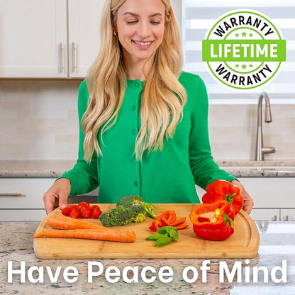 Greener Chef 20 Inch Bamboo Cutting Board Featuring Super-Sized Glue-Free Surface™ – Heavy Duty Butcher Block for Safe Meal Prep, Chopping & Carving with Lifetime Replacements - Image 6