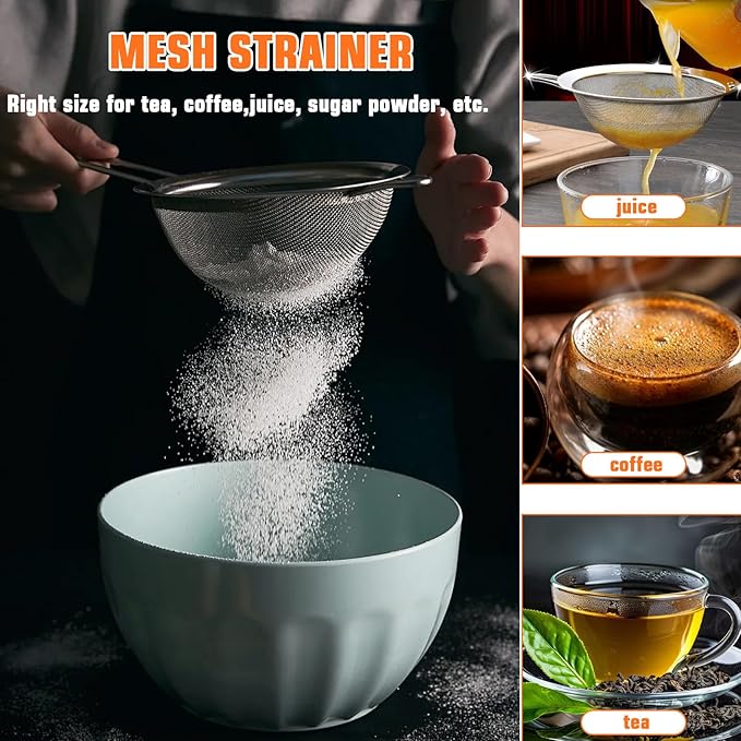 Biscuit Cutter Set,10PCS Stainless Steel Pastry Blender Set with Pastry Cutter,5PCS Biscuit Cutter,Dough Cutter,3 Cup Flour Sifter,Baking Mat and Fine Mesh Strainer for Cooking Cookies and Donuts - Image 7
