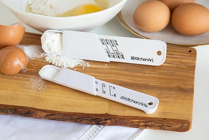 KitchenArt Adjust-A-Teaspoon And Adjust-A-Tablespoon Set, Plastic, 2-Piece, White,9 x 3.5 x 0.75 inches - Image 3