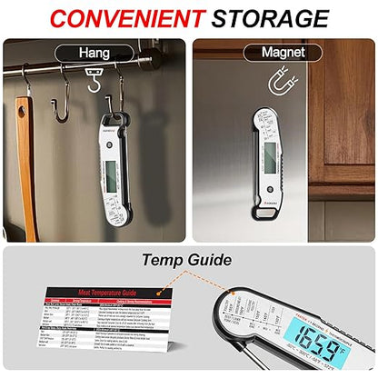 Atogou Meat Thermometer, Professional Food Thermometer, <1 Sec Instant Read, ±0.5℉ Accuracy, Thermocouple Sensor, Waterproof Digital Thermometer for Cooking, BBQ, Grill, Him Dad Birthday Gifts, Silver - Image 9