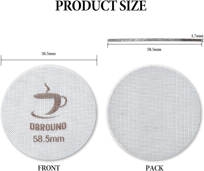 58.5mm Espresso Puck Screen - Coffee Maker Mesh Filter, Reusable 1.7mm 150μm Espresso Filter Screen, Professional Espresso Coffee Accessories for 58mm Espresso Portafilter Filter Basket