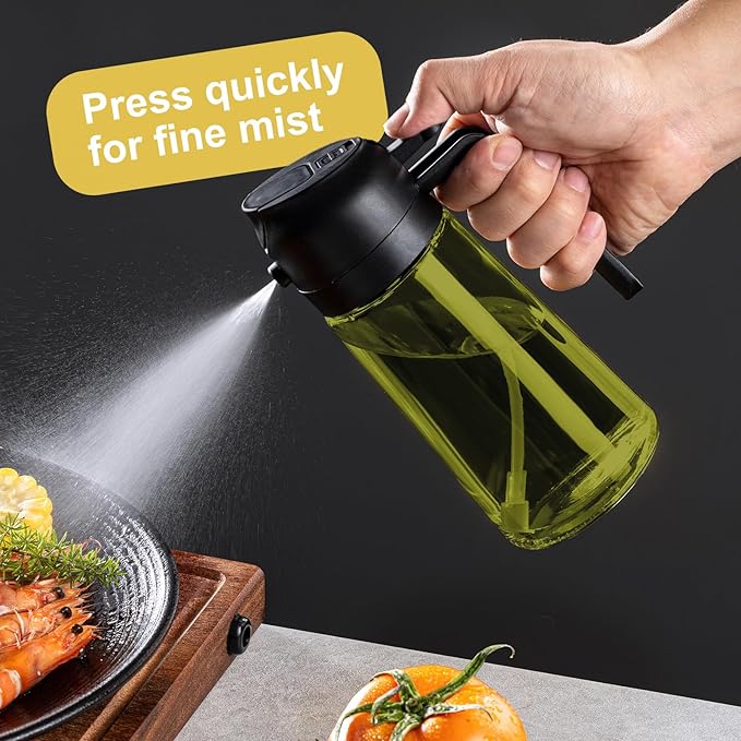 CXINYI - 16oz/470ml Olive Oil Dispenser for Kitchen with Stickers - 2 in 1 Olive Oil Sprayer for Cooking, Air Fryer, and Salad, Black&White (Light-Proof Kitchen Gadget) - Image 4