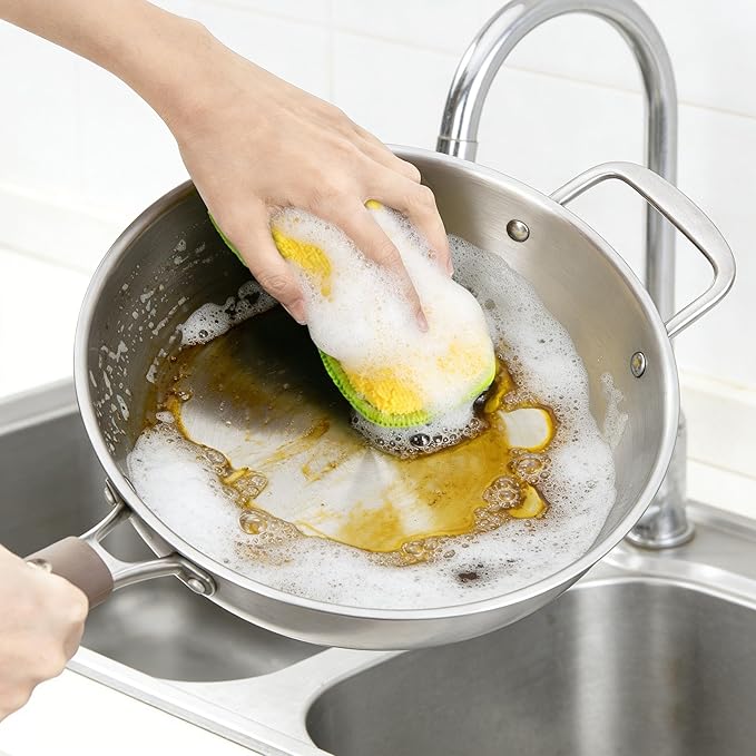 Dish Sponges Kitchen, 12 Pack Multi-Purpose Microfiber Scrub Sponge - Dual-Sided Heavy Duty Non-Scratch Scrubber, Reusable Cleaning Sponge for Dishes, Pots, Pans, Stovetop & Sink - Image 9