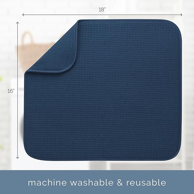 S&T INC. Dish Drying Mat, 16” x 18”, Absorbent Microfiber Kitchen Counter Mat, Dish Drying Pad for Dishes, Utensils, Pots and Pans, Large, Navy - Image 6