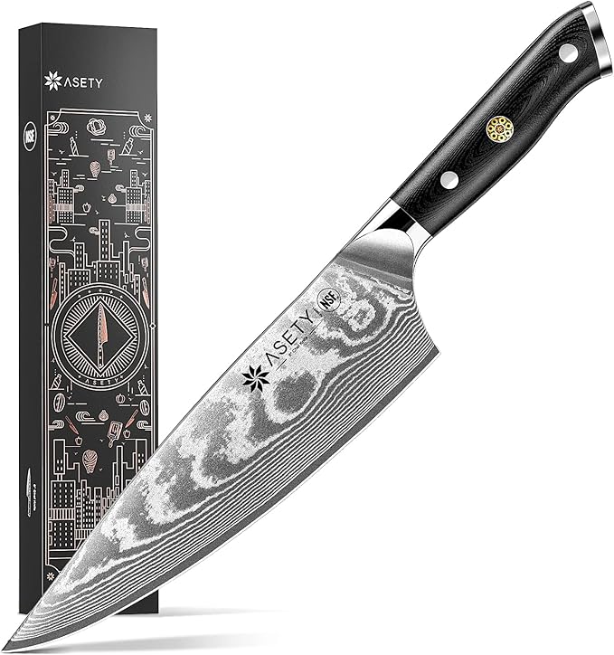 Damascus Chef Knife: 8-inch Razor-Sharp Japanese Chef Knife with VG10 Steel Core, Full Tang G10 Handle, NSF Food-Safe Professional Kitchen Knife with Sheath, Knife for Men Women, Mothers Day