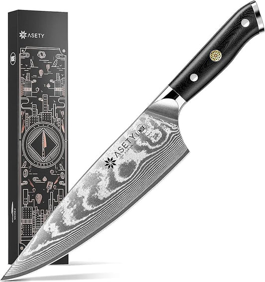 Damascus Chef Knife: 8-inch Razor-Sharp Japanese Chef Knife with VG10 Steel Core, Full Tang G10 Handle, NSF Food-Safe Professional Kitchen Knife with Sheath, Knife for Men Women, Mothers Day