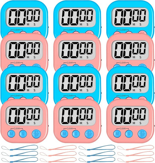 ZILLEEN Classroom Timer for Kids Teachers 12 Pack Digital Timers, Blue & Pink by ZILLEEN