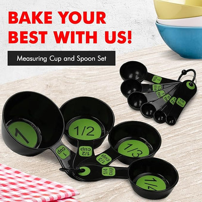 Chef Craft Easy to Ready Plastic Measuring Cup Set, 10 piece set, Green - Image 2