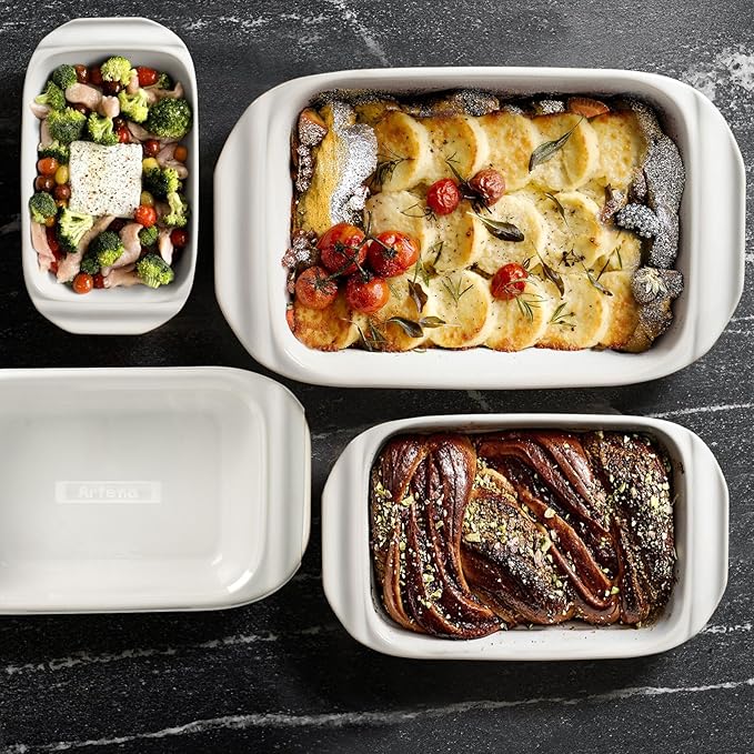 Artena Casserole Dishes For Oven, Ceramic Baking Dish, Large Lasagna Pan With Handles, Baking Pan Casserole Dish, Rectangular Bakeware Deep, White, Set Of 3 (5.1Qt/2.3Qt/1.1Qt) (Only Baking Dish) - Image 9