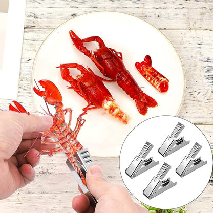 4pcs Crawfish Peeler Tool, Non-Slip Design Stainless Steel Shrimp & Crayfish Sheller Effortless Tail Peeling for Cooked Shrimp Seafood Shucker Easy to Clean Kitchen Gadget for Home & Restaurants