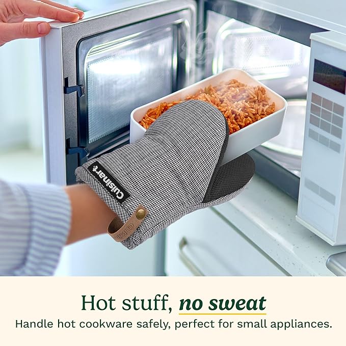 Cuisinart Heritage Mini Oven Mitts – 5.5” x 7” Heat-Resistant Kitchen Mitts for Oven with Non-Slip Neoprene Palm, Cotton Filling, and Faux Leather Loop – Durable Oven Mitt Set for Cooking & Baking - Image 2