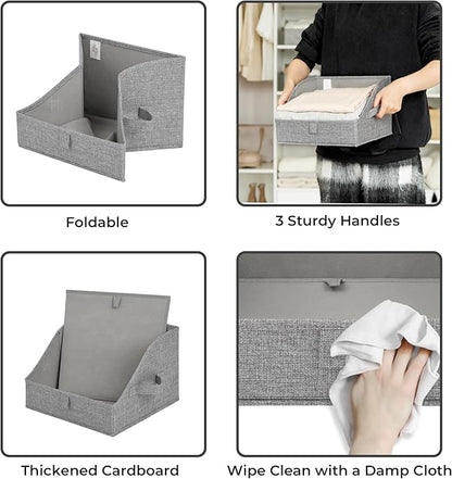 GRANNY SAYS Trapezoid Storage Bins, Closet Storage Bins, Purse Storage, Linen Closet Organizers and Storage, Storage Bins for Shelves, Dark Gray, Medium, 3-Pack