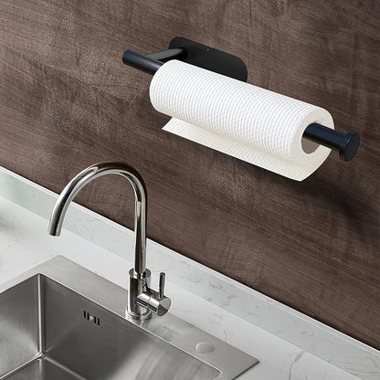 DEKAVA Under Cabinet Wall Mount Paper Towel Holder, Self-Adhesive Bar, Stainless Steel 13 inch (Black, 2) - Image 4
