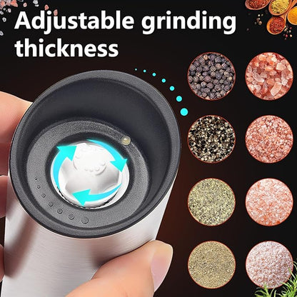 Electric Salt and Pepper Grinder Set - USB Rechargeable Gravity Salt and Pepper Shakers, Automatic Glass Mill with Adjustable Coarseness, LED Light, One-Hand Operation for Kitchen & Dining - Image 5