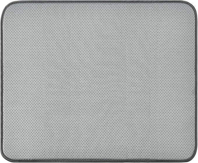 SUBEKYU Dish Drying Mat for Kitchen Counter, Microfiber Absorbent Dishes Drainer/Rack Pads under Sink, 19.6 by 16.1 inches, Set of 2, Grey, Ripple - Image 3