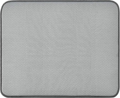 SUBEKYU Dish Drying Mat for Kitchen Counter, Microfiber Absorbent Dishes Drainer/Rack Pads under Sink, 19.6 by 16.1 inches, Set of 2, Grey, Ripple - Image 3