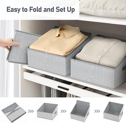 DIMJ Trapezoid Storage Bins, Closet Storage Bins with Handle, Foldable Closet Organizers and Storage Baskets for Toys, Books, Clothes, 8 Packs - Image 5
