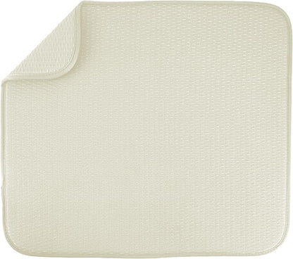 S&T INC. Dish Drying Mat, 16” x 18”, Absorbent Microfiber Kitchen Counter Mat, Drying Pad for Dishes, Utensils, Pots and Pans, Large, Diamond Texture, Cream by STINC