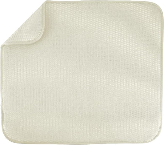 S&T INC. Dish Drying Mat, 16” x 18”, Absorbent Microfiber Kitchen Counter Mat, Drying Pad for Dishes, Utensils, Pots and Pans, Large, Diamond Texture, Cream by STINC
