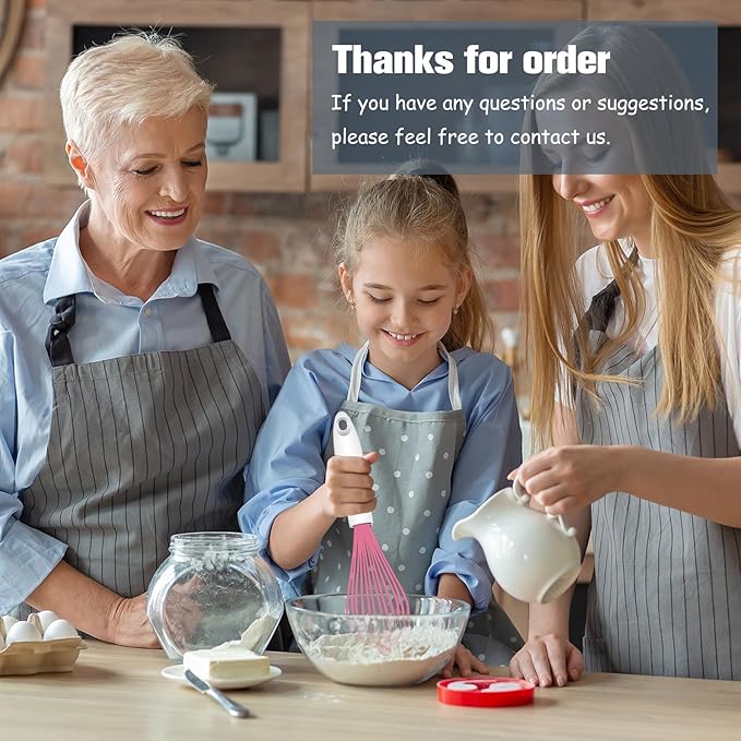 OYV Pink Silicone Whisk, Sealed Waterproof Design Set of 3, Professional Kitchen Whisks for Cooking Non-Scratch, Silicone&Stainless Steel Whisk, Heat Resistant 480°F Rubber wisk, BPA free - Image 7