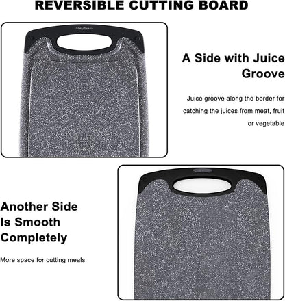 Plastic Cutting Board, 3 Pieces Dishwasher Safe Cutting Boards with Juice Grooves, Easy Grip Handle, Non-Slip, with Grinding Area for Grinding Garlic and Ginger（Dark Grey, XL） - Image 7