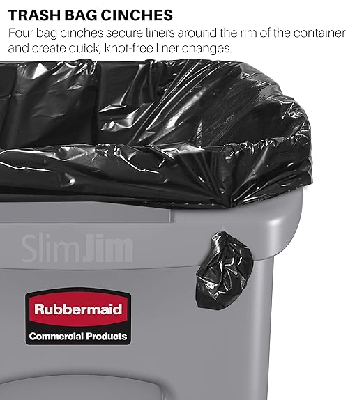 Rubbermaid Commercial Products Slim Jim Trash/Garbage Can with Venting Channels, 23-Gallon, Blue, for Kitchen/Office/Workspace, Pack of 4 - Image 3