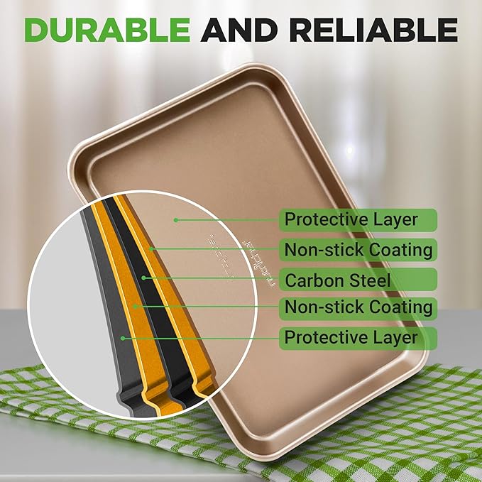 NutriChef 2 Piece Cookie Sheets for Baking, Nonstick Carbon Steel Baking Sheets - Durable, Thick, and Wrap Resistance, Easy to clean, Dishwasher & Oven Safe up to 450F - Image 8