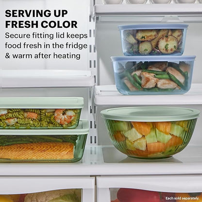 Pyrex Colors (2-Pack) Sculpted Tinted Small/Medium Glass Mixing Bowls With Plastic Lids, Nesting Space Saving Set of Bowls For Prepping and Baking, 1.3QT & 2.3QT - Image 4
