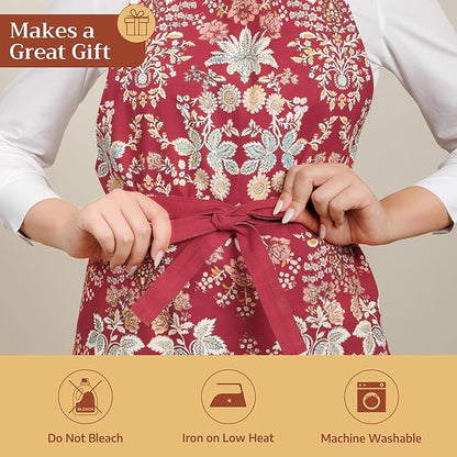Maison d' Hermine 100% Cotton Apron for women with Pocket Kitchen Chef Apron for Men Cooking Mothers Day Gifts
