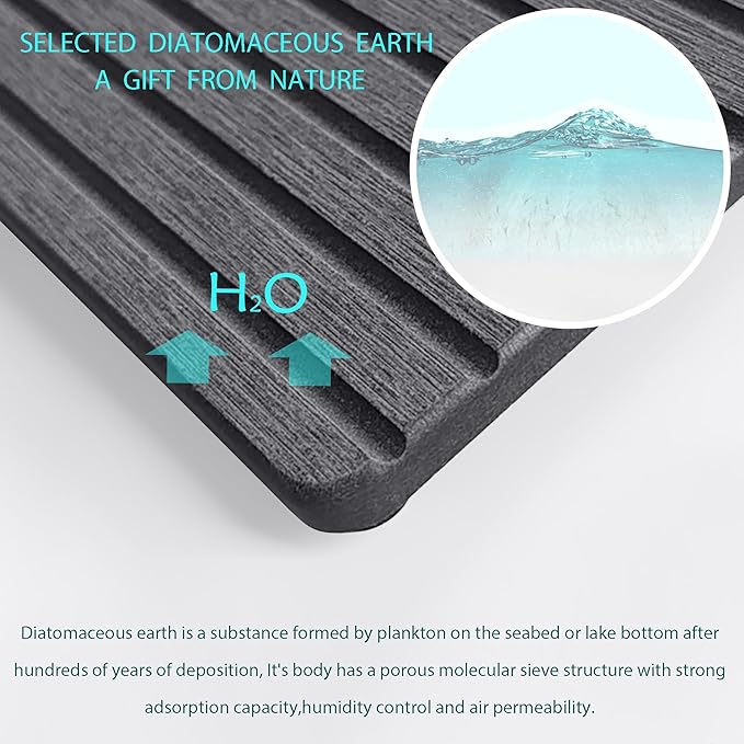 NiuYichee 2 PCS Water Absorbent diatomite Coasters, 7.1" x 3.5" Water Absorbing Stone Tray for Sink, Stone Drying mat for Kitchen Counter, Stone soap Tray Used for Hand Soaps & toiletries & Plants - Image 2
