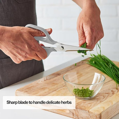 Misen Heavy Duty Kitchen Shears - Comfortable Ambidextrous Scissors for Meat, Poultry, Herbs & More - Easy to Clean - German Stainless Steel - Large | White - Image 3