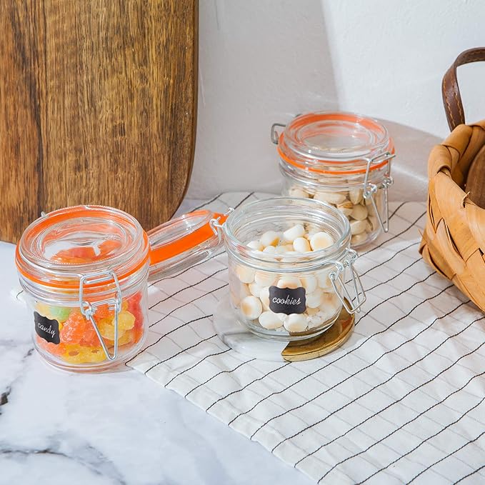 Encheng Glass Jars With Airtight Lids, 6 oz Mason Jars,Glass Jar With Leak Proof Rubber Gasket 200ml,Storage Jar With Hinged Lid for Home and Kitchen,GlassStorage Containers With Lids 12 Pack - Image 7