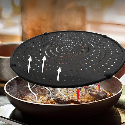 Silicone Splatter Screen for Frying Pan, 13" Grease Splatter Guard with Foldable Handle, Heat Resistant Guards for Frying, Non Stick Easy Clean Oil Guard