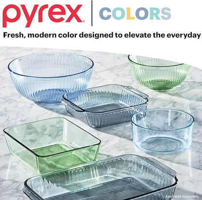 Pyrex Colors Tinted 3-PC, Unlidded Small/Medium/Large Glass Mixing Bowls, Nesting Space Saving Set of Bowls For Prepping and Baking, 1.3QT, 2.3QT & 4.5QT - Image 5
