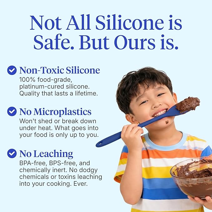 GIR 5-Piece Silicone Kitchen Utensils Set, Non-Toxic Cooking Utensils for Cooking and Baking, Heat Resistant, Food Grade, Dishwasher Safe Rubber Spatula, Ladle, Spoon - Royal Blue - Image 4