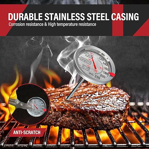 AWLKIM 2 Pack Analog Probe Meat Thermometer, NSF Certified, No Battery Needed, 2.5-in Extra-Large Dial, 120-220°F Read Range, Oven Safe up to 500°F, Bimetallic Stem for Cooking, Roasting, Turkey - Image 4