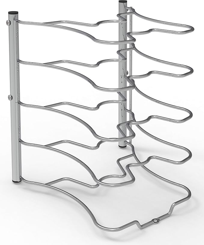 Simple Houseware Cabinet Pantry Pot and Pan Organizer Holder Rack, Chrome - Image 2